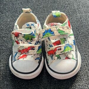 Converse Red and Green Dinosaur Sneakers
